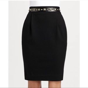 Tory Burch Wool Skirt with Leather & Studded Waist